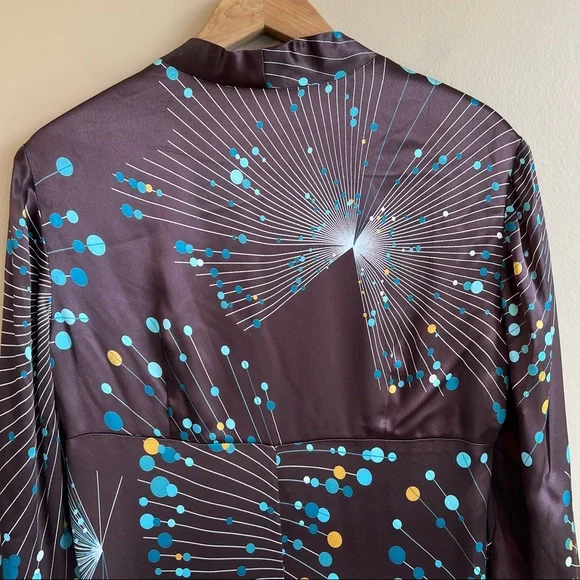 TRINA TURK brown satin retro print dress size 6 - Picture 5 of 6